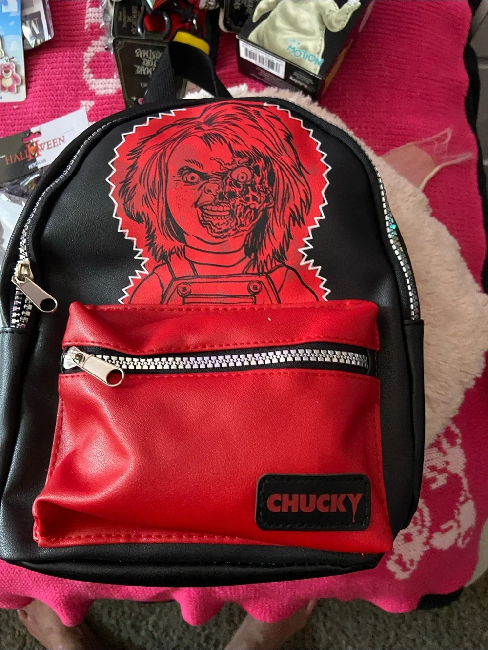 Kids' Mini Backpack - Black & Red chunky